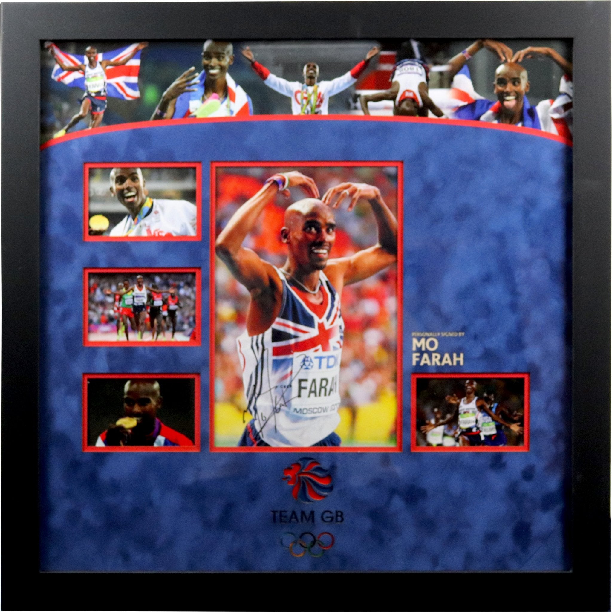 MO FARAH Olympics signed photo display - Memorabilia Framers Shop